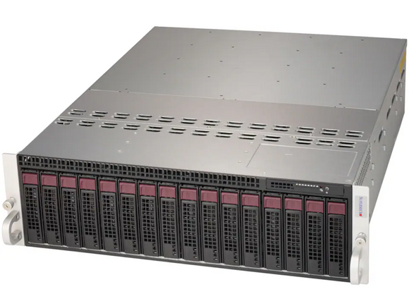 View of Supermicro AS-3015MR-H8TNR 8-Node 3U MicroCloud System, H13SRD-F, AMD Ryzen 9 9950X, per Node.