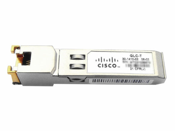 GLC-TE 1000BASE-T SFP Transceiver Module for Category 5 copper wire, RJ-45 connector, Extended Temperature